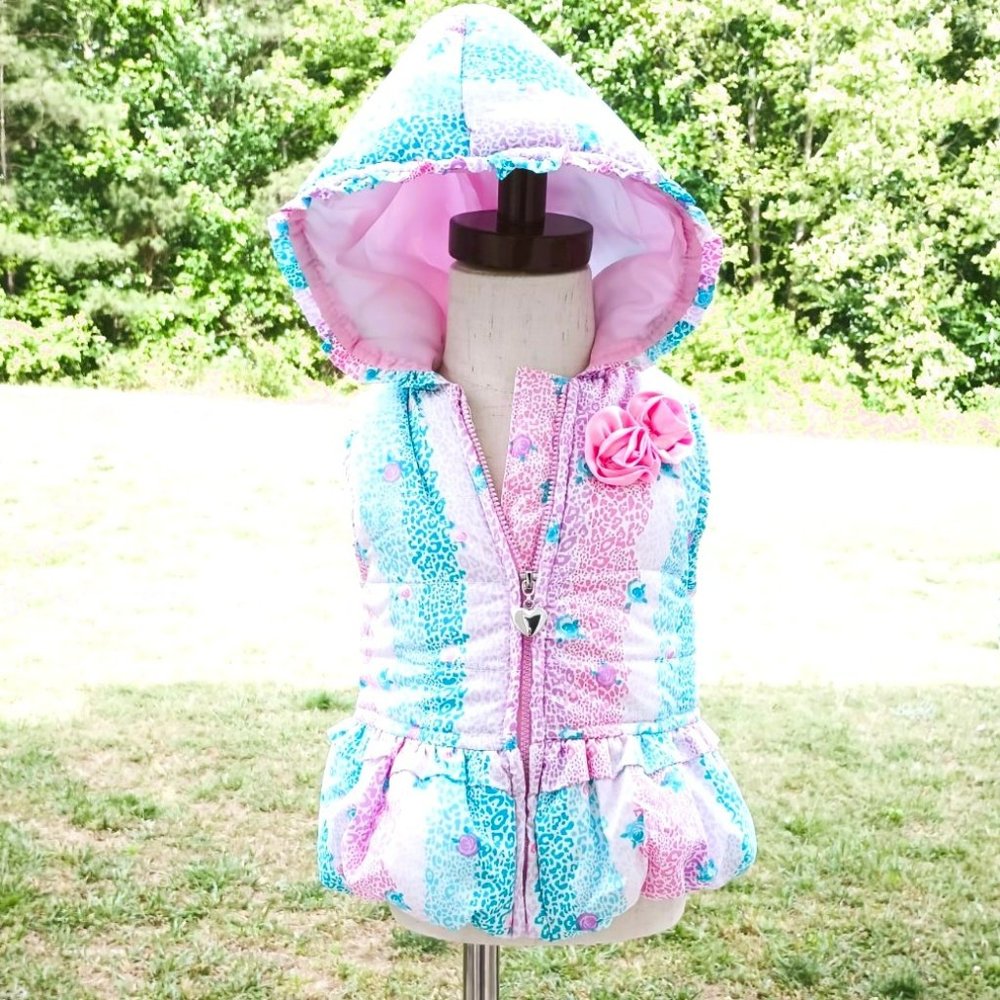 Girls Peplum Hooded Vest Jacket 12m Pink, Teal, Purple. By Kids Headquarters